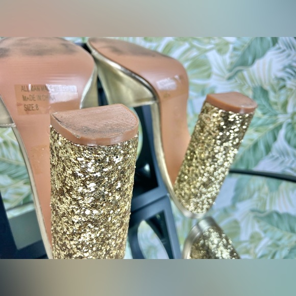 Windsor Chromatic Magic Glitter Block Mules Gold Glitter‎ Party Heels Size 8 - Picture 14 of 14